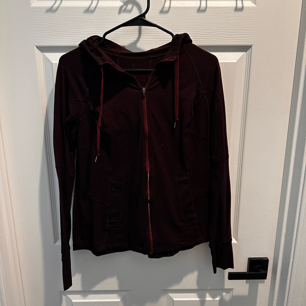 Lucy Dark Red Zip-Up Hoodie
